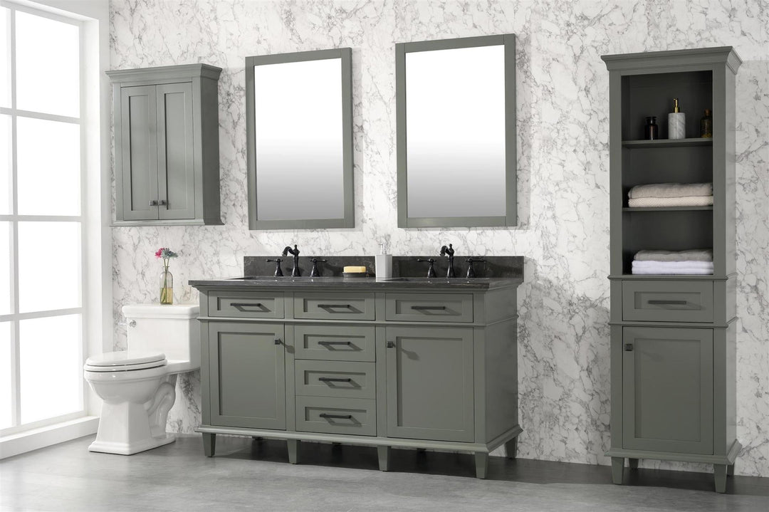 Legion Furniture WLF2260 Series 60” Double Sink Vanity in Pewter Green with Blue Limestone Top