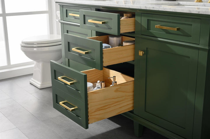 Legion Furniture WLF2260 Series 60” Double Sink Vanity in Vogue Green with Carrara Marble White Top