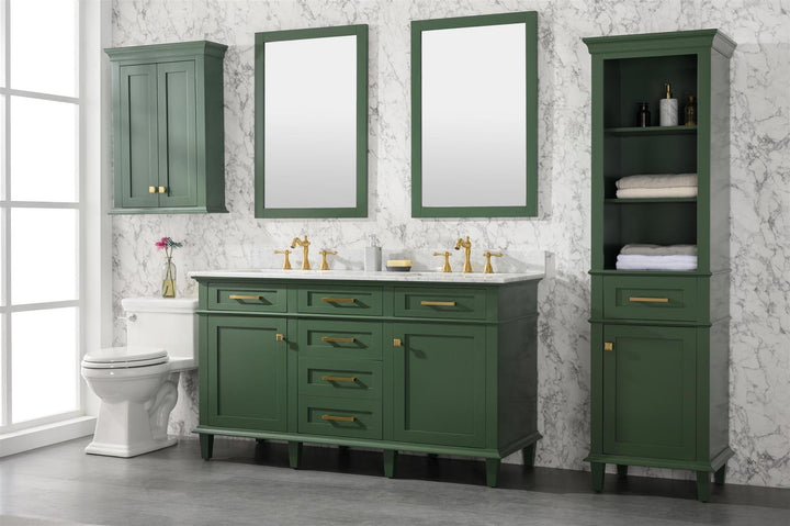 Legion Furniture WLF2260 Series 60” Double Sink Vanity in Vogue Green with Carrara Marble White Top
