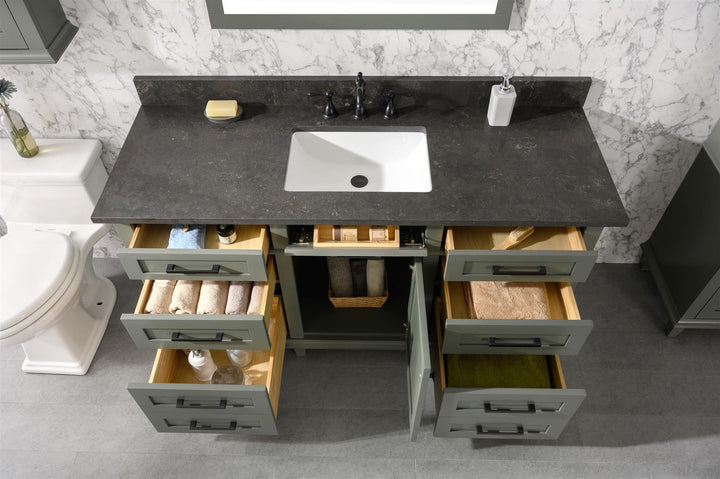 Legion Furniture WLF2260 Series 60" Single Sink Vanity in Pewter Green with Blue Limestone Top