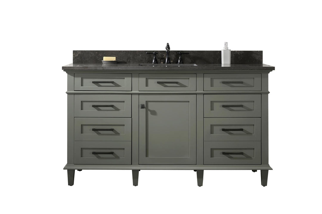 Legion Furniture WLF2260 Series 60" Single Sink Vanity in Pewter Green with Blue Limestone Top