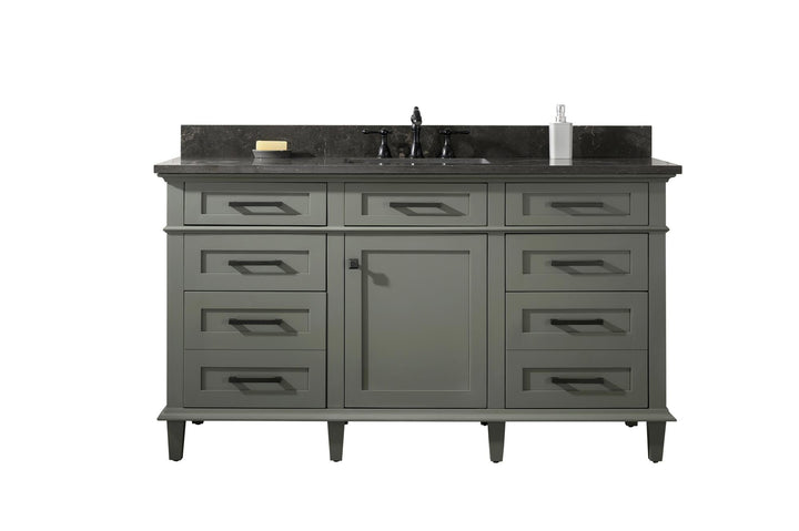 Legion Furniture WLF2260 Series 60" Single Sink Vanity in Pewter Green with Blue Limestone Top