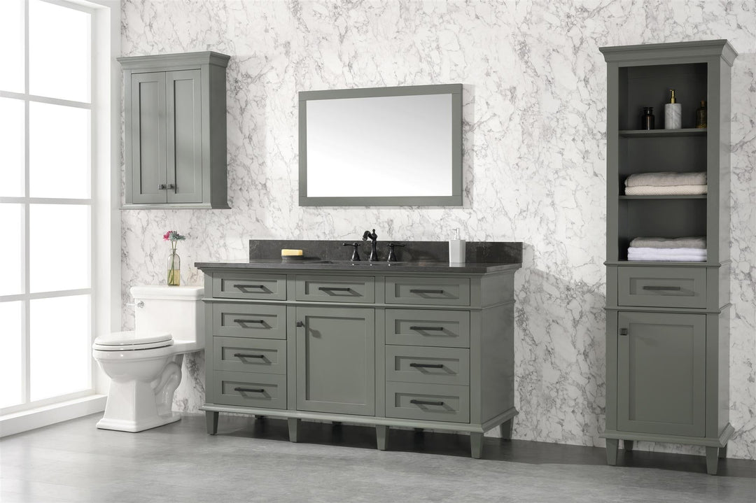 Legion Furniture WLF2260 Series 60" Single Sink Vanity in Pewter Green with Blue Limestone Top