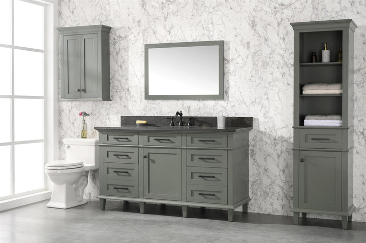 Legion Furniture WLF2260 Series 60" Single Sink Vanity in Pewter Green with Blue Limestone Top