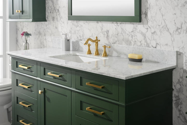 Legion Furniture WLF2260 Series 60" Single Sink Vanity in Vogue Green with Carrara Marble White Top
