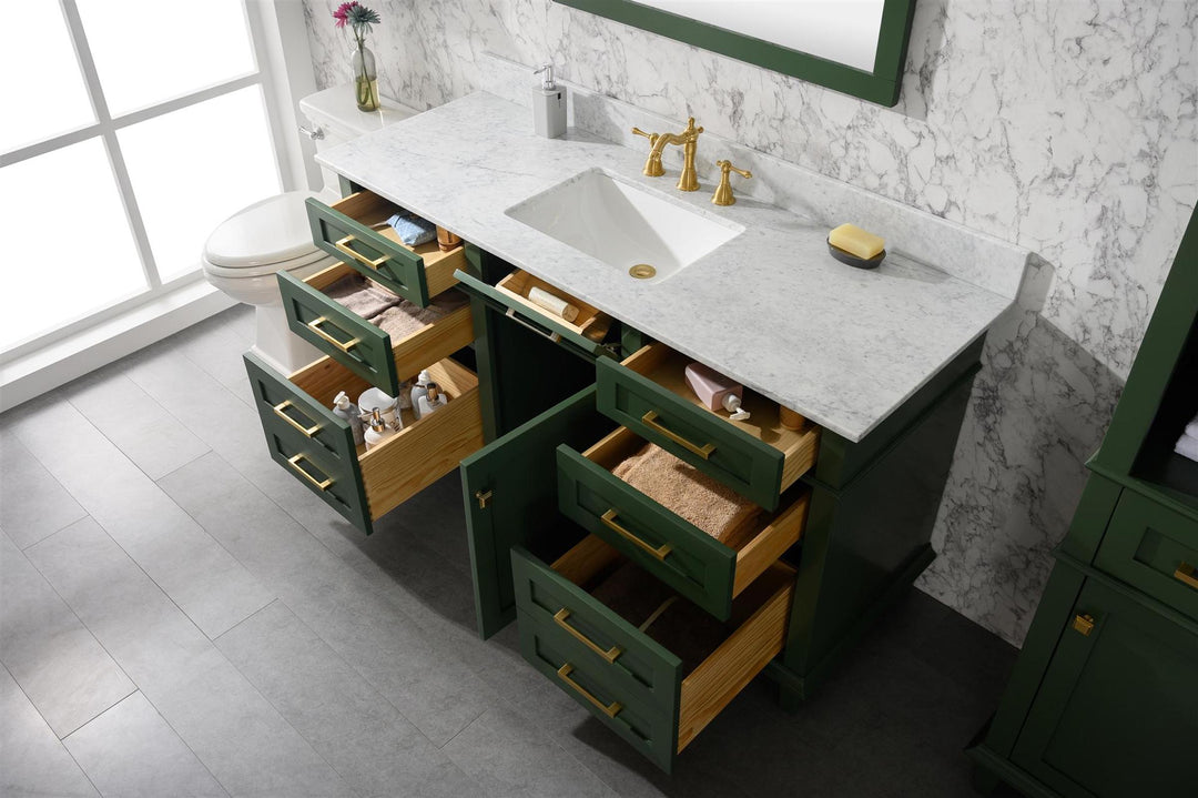 Legion Furniture WLF2260 Series 60" Single Sink Vanity in Vogue Green with Carrara Marble White Top
