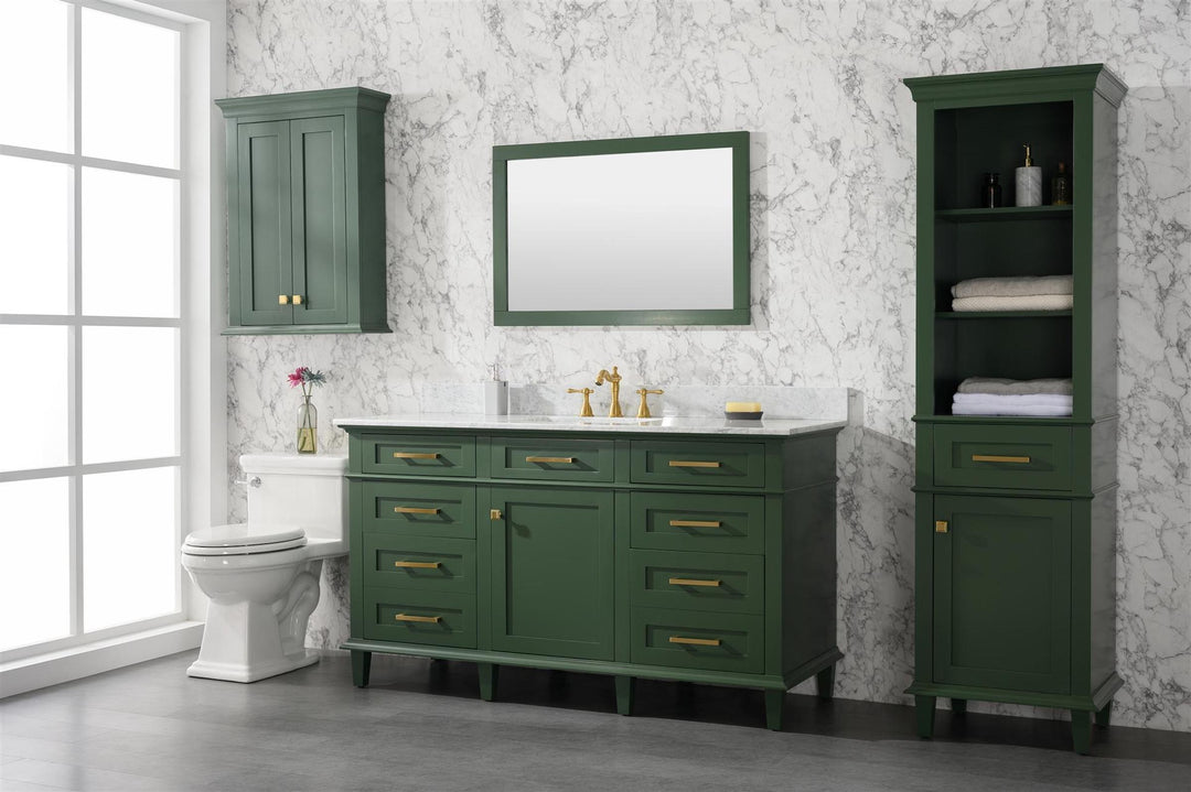 Legion Furniture WLF2260 Series 60" Single Sink Vanity in Vogue Green with Carrara Marble White Top