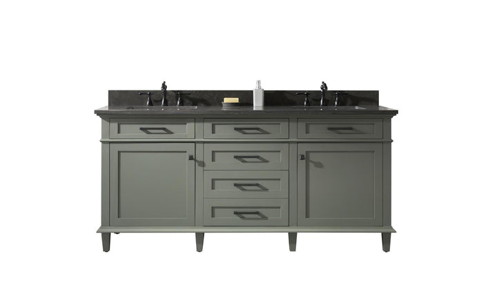 Legion Furniture WLF2272 Series 72” Double Sink Vanity in Pewter Green with Blue Limestone Top