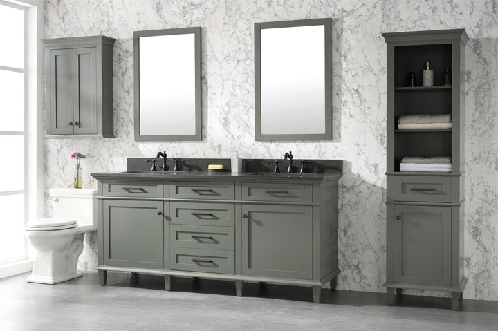 Legion Furniture WLF2272 Series 72” Double Sink Vanity in Pewter Green with Blue Limestone Top