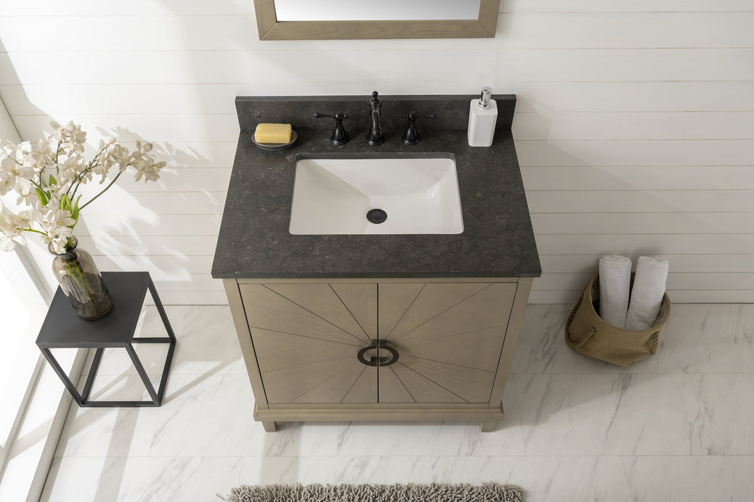 Legion Furniture WLF7040 Series 30" Single Sink Vanity in Antique Gray with Blue Limestone Top