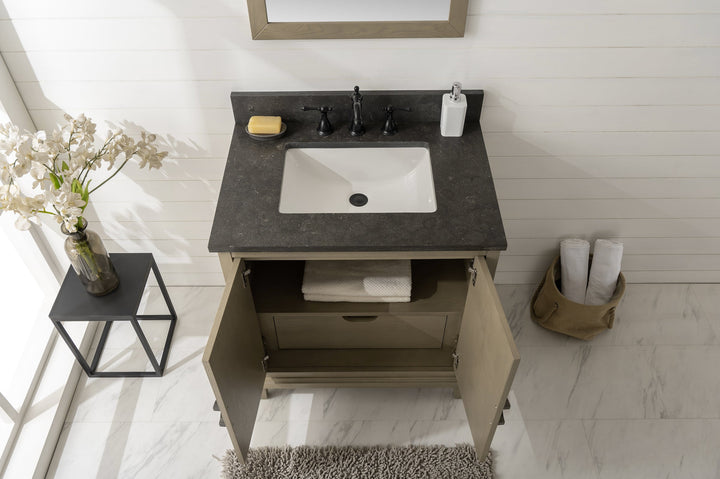 Legion Furniture WLF7040 Series 30" Single Sink Vanity in Antique Gray with Blue Limestone Top