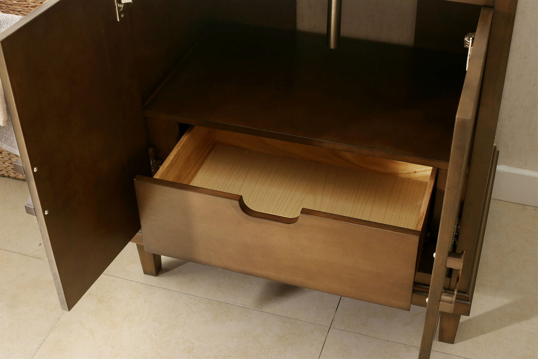 Legion Furniture WLF7040 Series 30” Single Sink Vanity in Antique Coffee with Carrara Marble White Top