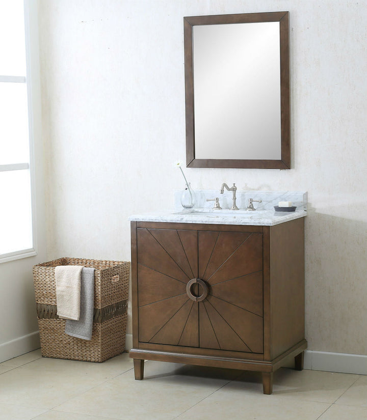 Legion Furniture WLF7040 Series 30” Single Sink Vanity in Antique Coffee with Carrara Marble White Top