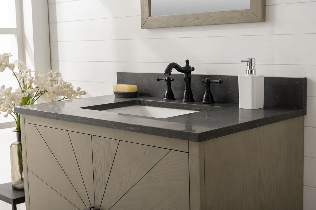 Legion Furniture WLF7040 Series 36” Single Sink Vanity in Antique Gray with Blue Limestone Top