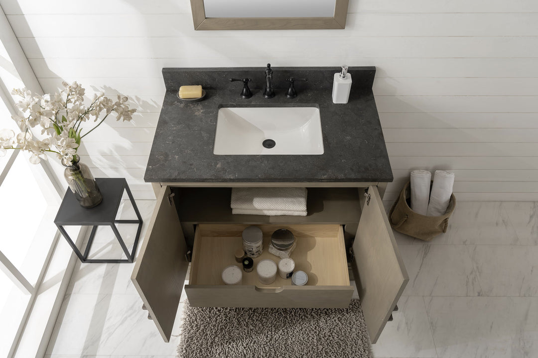 Legion Furniture WLF7040 Series 36” Single Sink Vanity in Antique Gray with Blue Limestone Top
