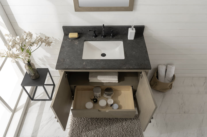 Legion Furniture WLF7040 Series 36” Single Sink Vanity in Antique Gray with Blue Limestone Top