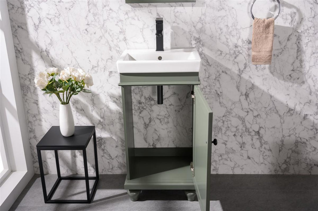 Legion Furniture WLF9318 Series 18" Single Sink Vanity in Pewter Green