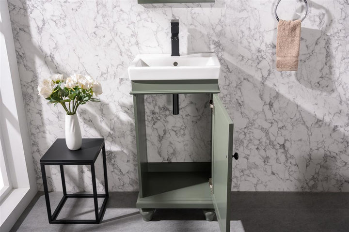 Legion Furniture WLF9318 Series 18" Single Sink Vanity in Pewter Green