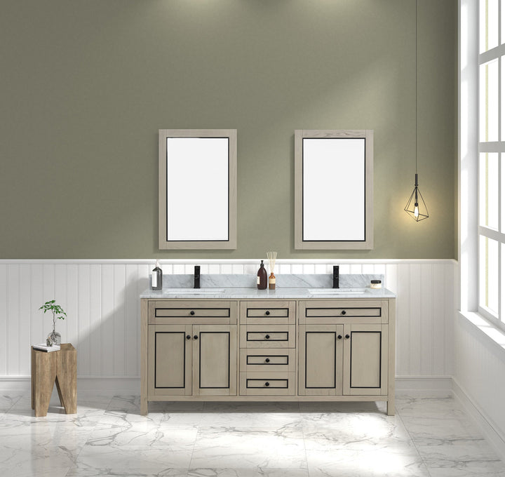 Legion Furniture WV2272 Series 72” Double Sink Vanity in Light Oak with Carrara Marble White Top
