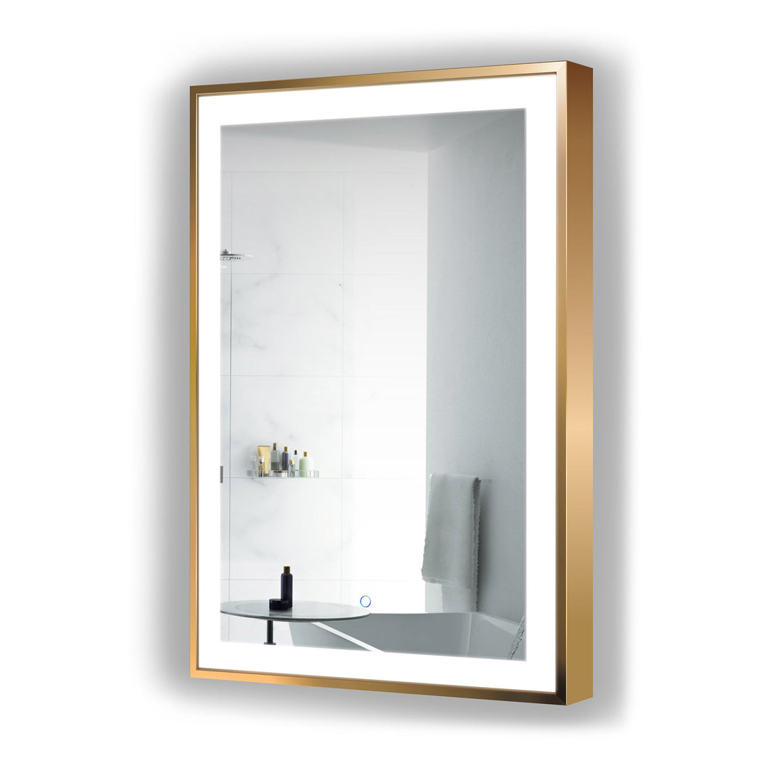 Krugg Soho 24" X 36" Gold LED Bathroom Mirror SOHO2436G