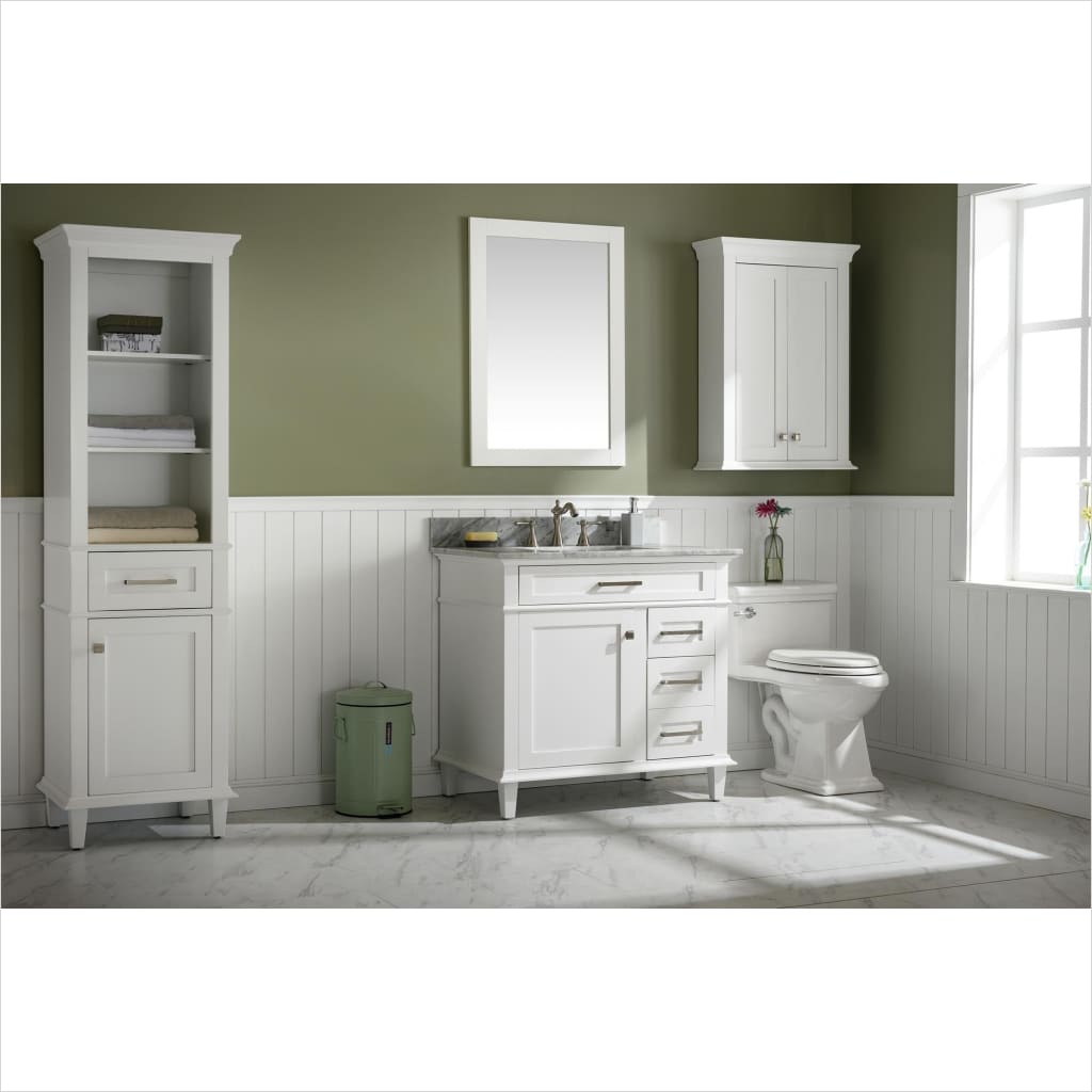 Legion Furniture WLF2236 Series 36” Single Sink Vanity in White with Carrara Marble White Top