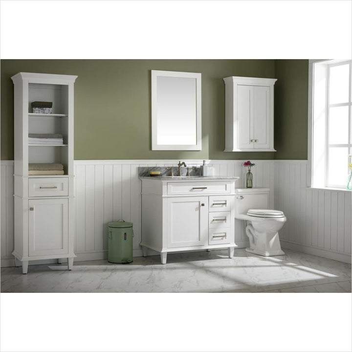 Legion Furniture WLF2236 Series 36” Single Sink Vanity in White with Carrara Marble White Top