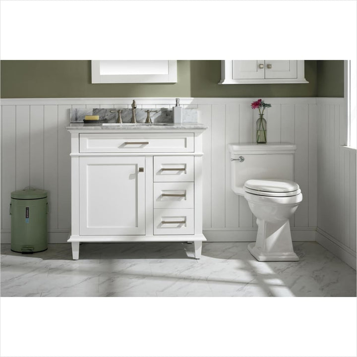 Legion Furniture WLF2236 Series 36” Single Sink Vanity in White with Carrara Marble White Top