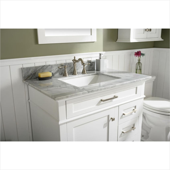 Legion Furniture WLF2236 Series 36” Single Sink Vanity in White with Carrara Marble White Top