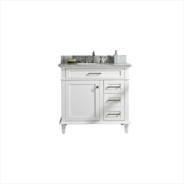 Legion Furniture WLF2236 Series 36” Single Sink Vanity in White with Carrara Marble White Top