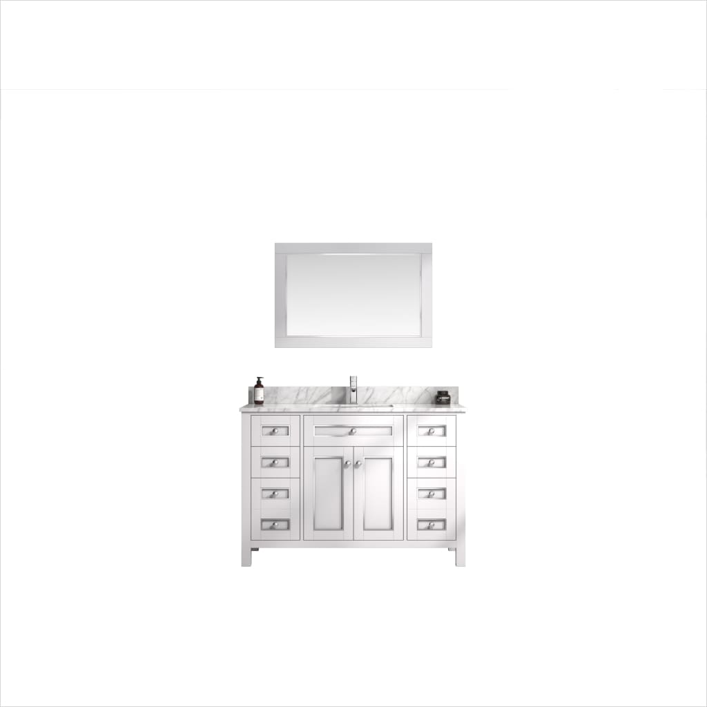 Legion Furniture WV2248 Series 48” Single Sink Vanity in White with Carrara Marble White Top