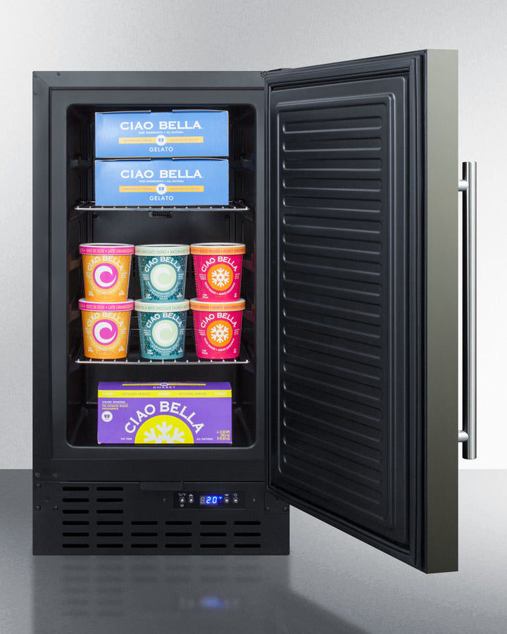 Summit 18" Frost-Free Built-In All-Freezer with Black Stainless Steel Door ADA Compliant - SCFF1842KSADA