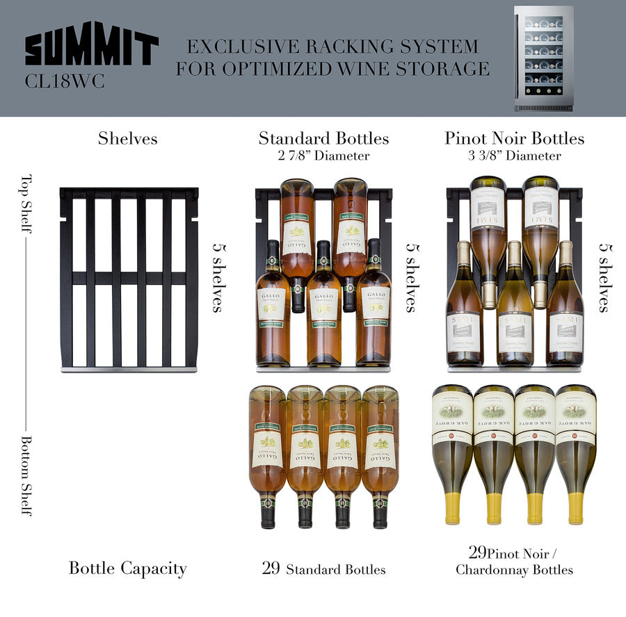 Summit 18" Wide Built-In Wine Cellar - CL18WCCSS