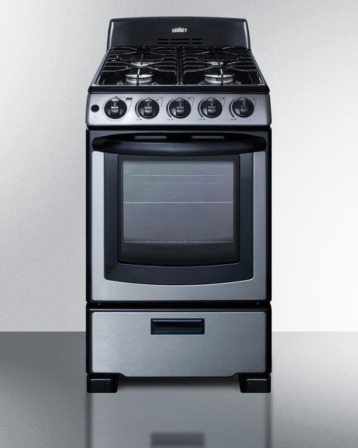 Summit 20" Wide Gas Range in Stainless Steel with Electronic Ignition - PRO201SS