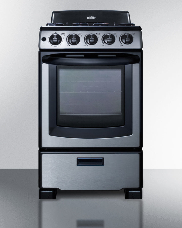 Summit 20" Wide Gas Range in Stainless Steel with Electronic Ignition - PRO201SS