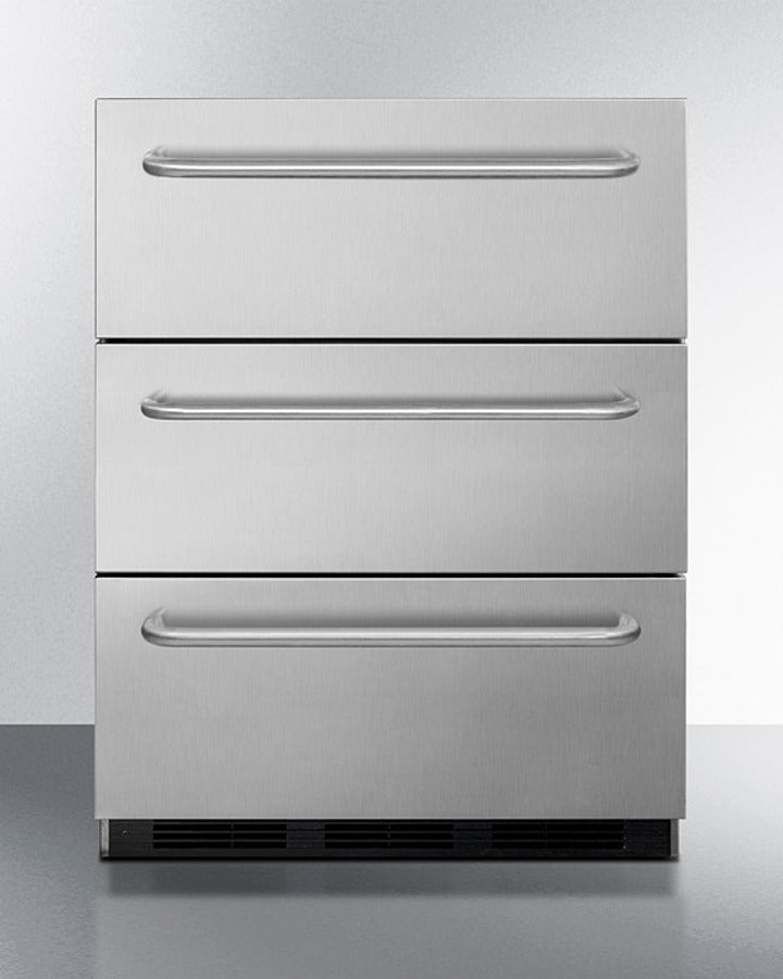 Summit 24" Wide 3-Drawer All-Refrigerator with Towel Bar Handle ADA Compliant - SP6DBSSTB7ADA