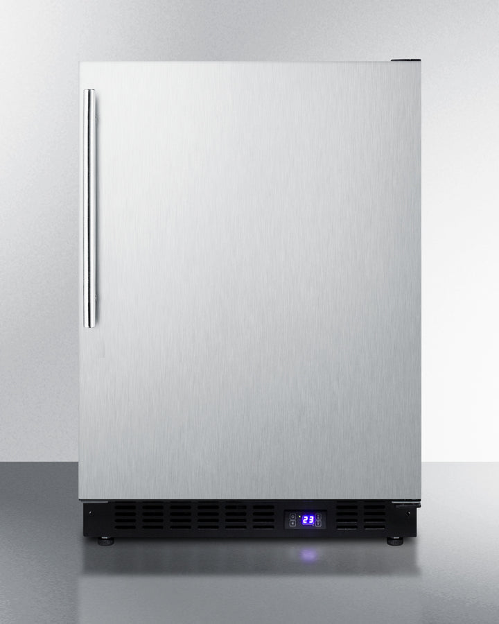 Summit 24" Wide Built-In All-Freezer with Thin Handle and Icemaker in Stainless Steel - SCFF53BXCSSHVIM