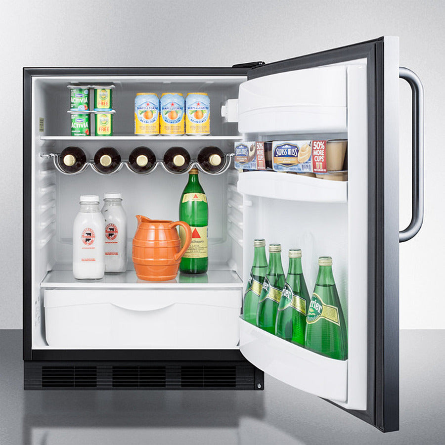 Summit 24" Wide Built-In All-Refrigerator With Towel Bar Handle ADA Compliant - FF63BKBISSTBADA