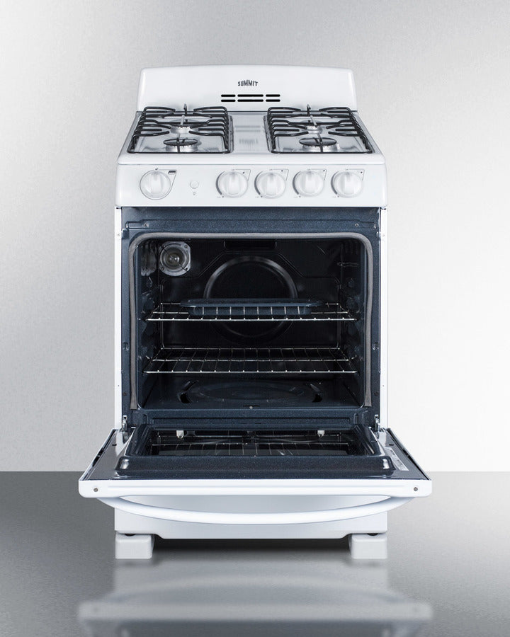Summit 24" Wide Gas Range in White with Sealed Burners and Oven Window - RG244WS