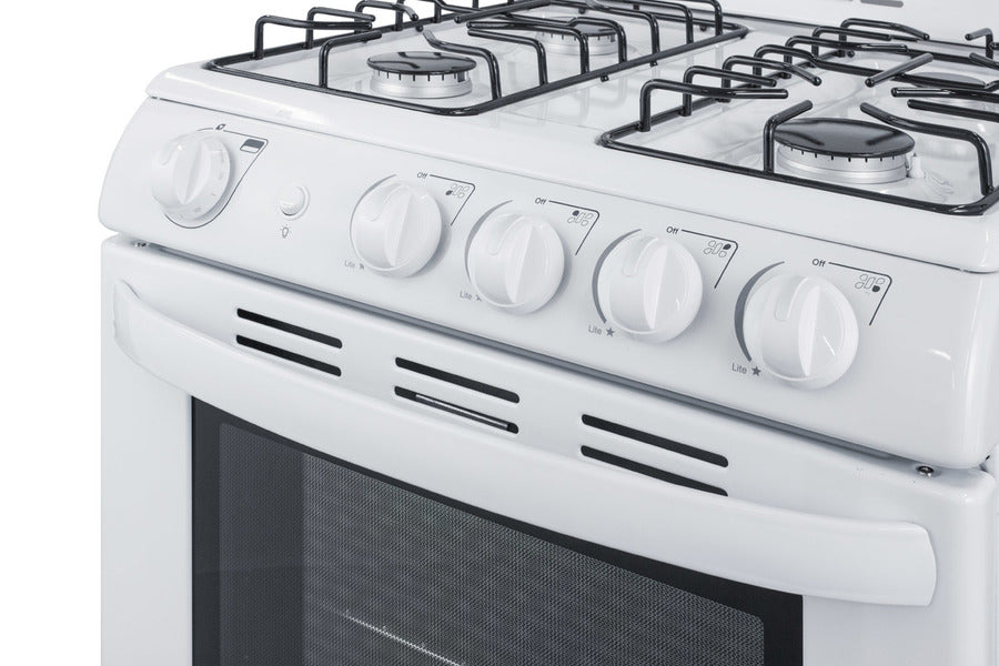 Summit 24" Wide Gas Range in White with Sealed Burners and Oven Window - RG244WS