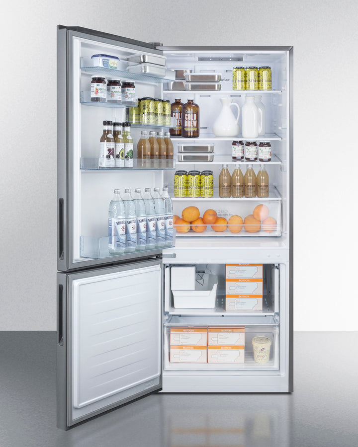 Summit 28" Wide Built-In Bottom Freezer Refrigerator With Icemaker - FFBF279SSBIIMLHD