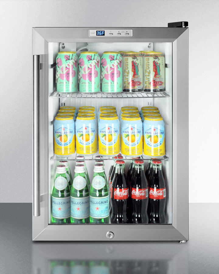 Summit Compact Built-In Glass Door Beverage Center with Stainless Steel Cabinet - SCR312LBICSS