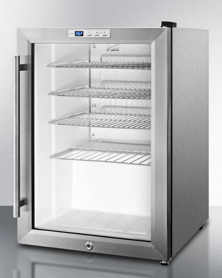 Summit Compact Built-In Glass Door Beverage Center with Stainless Steel Cabinet - SCR312LBICSS