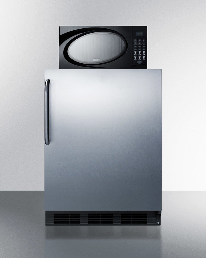 Summit Compact Refrigerator-Freezer-Microwave Unit With Dual Evaporator Cooling and Stainless Steel Door - MRF663BSSTB