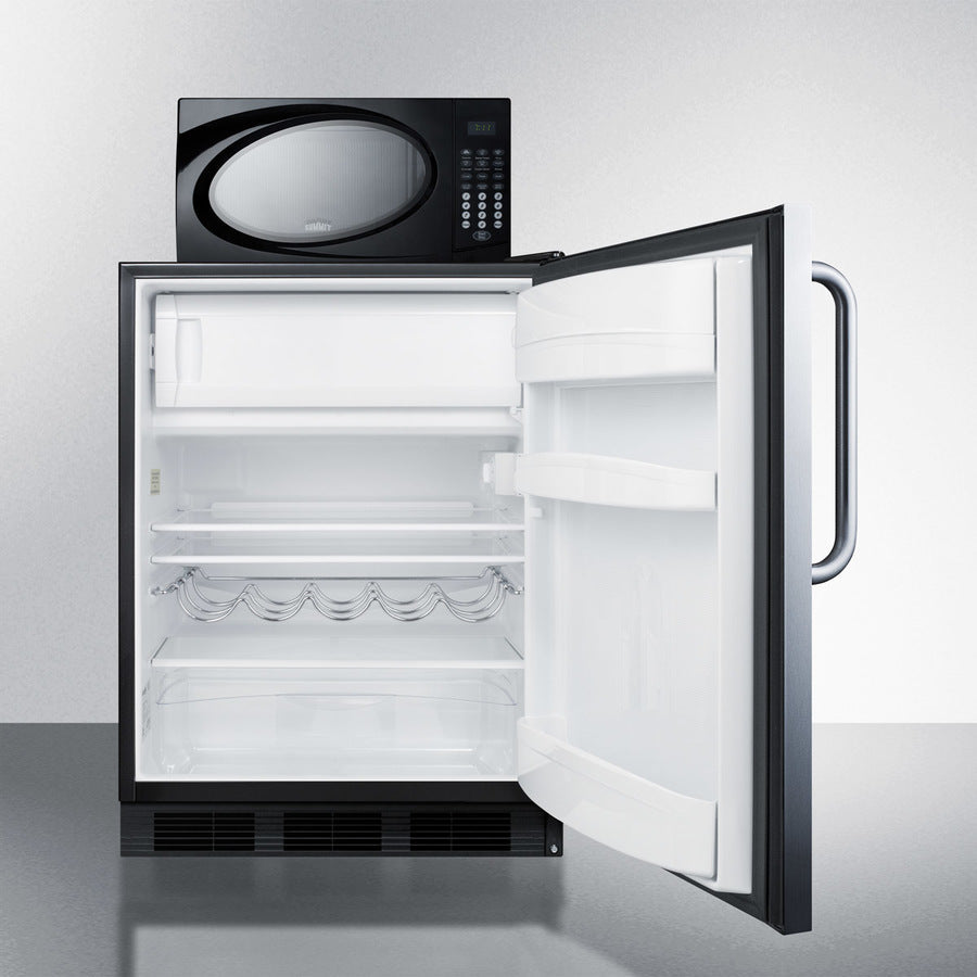 Summit Compact Refrigerator-Freezer-Microwave Unit With Dual Evaporator Cooling and Stainless Steel Door - MRF663BSSTB