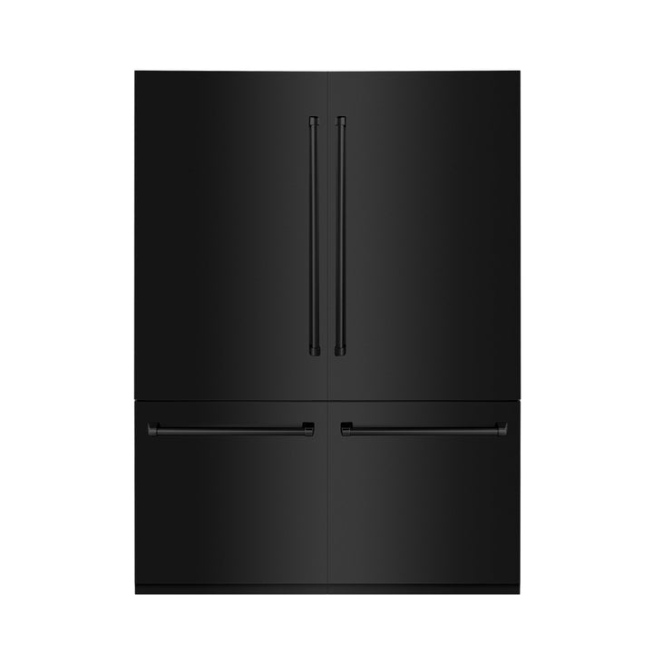 ZLINE 60 in. 32.2 cu. ft. Built-In 4-Door French Door Refrigerator with Internal Water and Ice Dispenser in Black Stainless Steel (RBIV-BS-60)