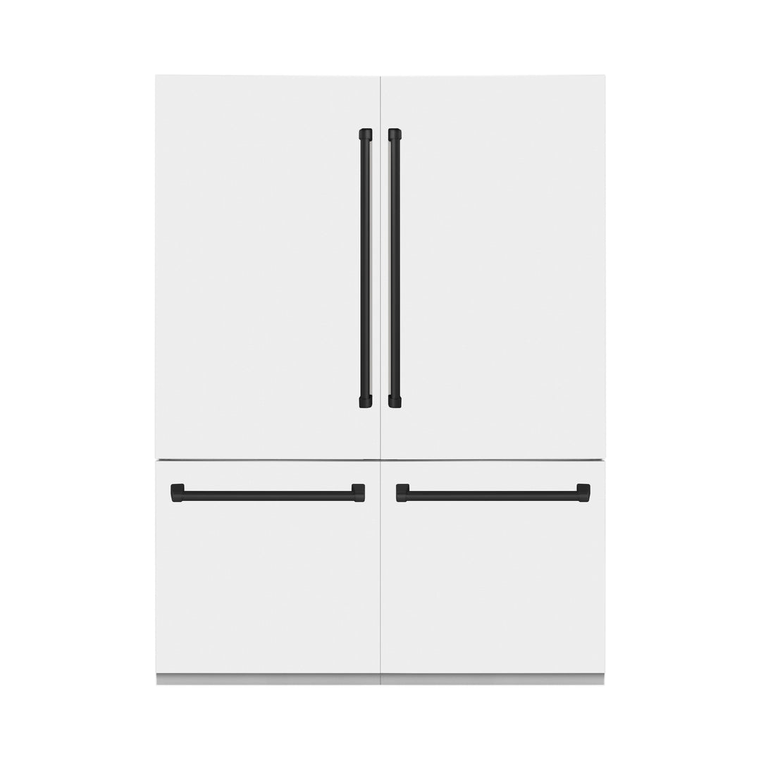 ZLINE 60 in. Autograph Edition 32.2 cu. ft. Built-in 4-Door French Door Refrigerator with Internal Water and Ice Dispenser in White Matte with Accents (RBIVZ-WM-60)