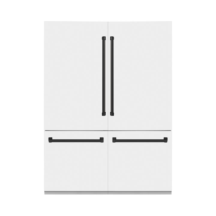 ZLINE 60 in. Autograph Edition 32.2 cu. ft. Built-in 4-Door French Door Refrigerator with Internal Water and Ice Dispenser in White Matte with Accents (RBIVZ-WM-60)