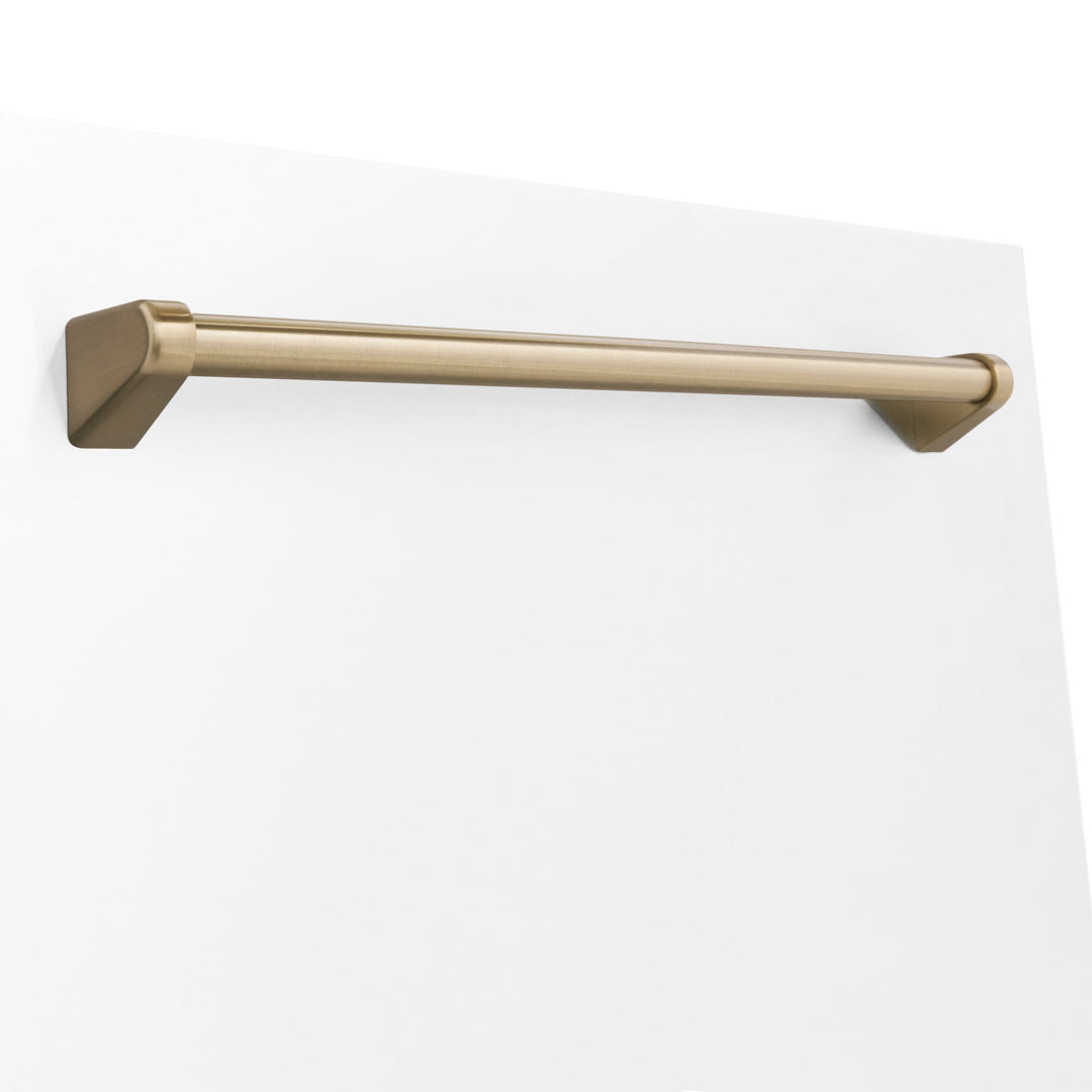 ZLINE 18 in. Autograph Edition Tallac Dishwasher Panel in White Matte with Champagne Bronze Handle (DPVZ-WM-18-CB)