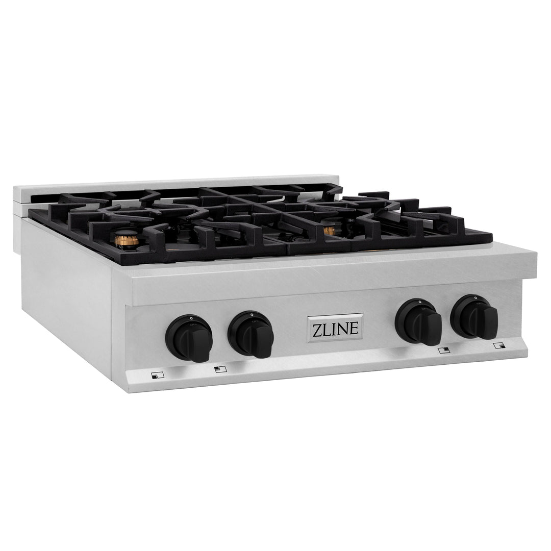 ZLINE Autograph Edition 30 in. Porcelain Rangetop with 4 Gas Burners in DuraSnow Stainless Steel with Accents (RTSZ-30)