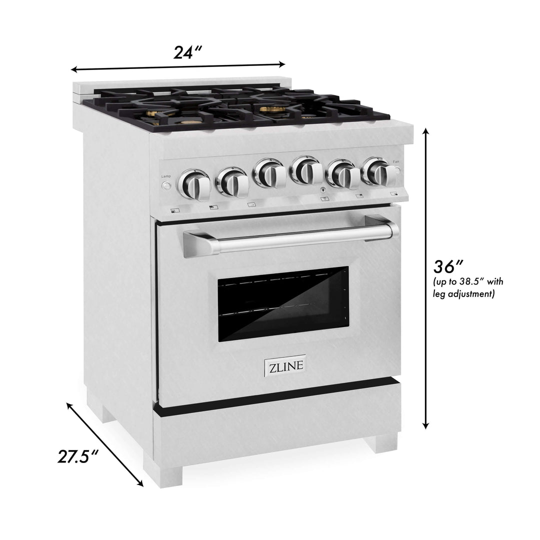 ZLINE 24 in. 2.8 cu. ft. Range with Gas Stove and Gas Oven in Fingerprint Resistant Stainless Steel (RGS-SN-24)